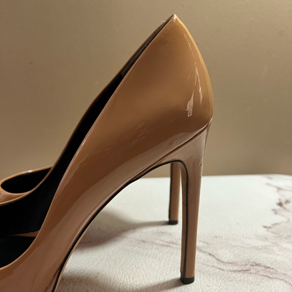 Rachel Roy Pumps Shoes Nude Open Toe Size 9 Patent Leather Daphne. - Picture 3 of 8